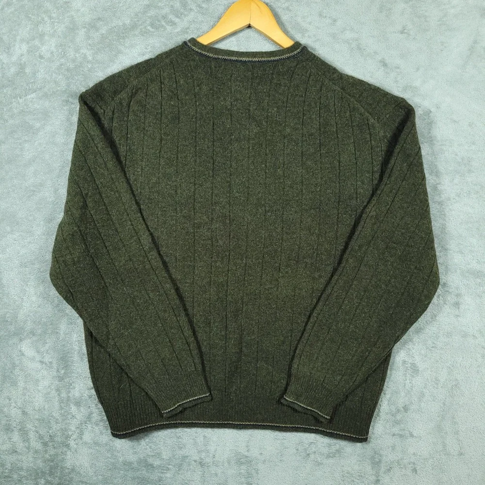 Vintage Northern Apparel Sweater Mens XL Green Lambswool V-Neck Pullover Knit